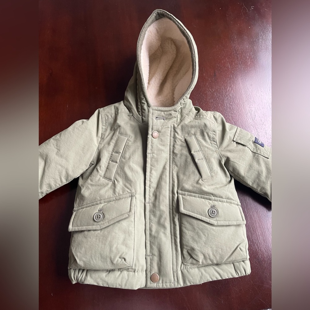 Brand new 6-12 month baby gap olive green puffer